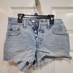 Light Wash Denim Women's Button-Fly Shorts, Women's 25